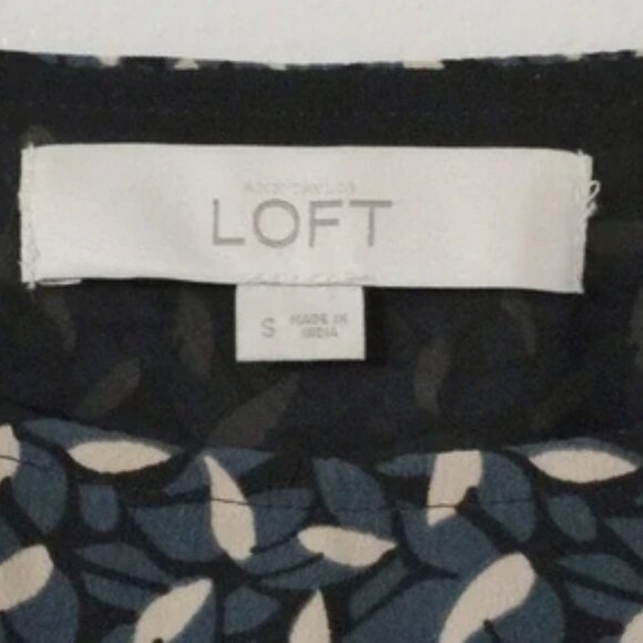 LOFT Sleeveless Boat Neck Teal Multi Natural Leaf Print Fit & Flare Dress Size S - Picture 4 of 4